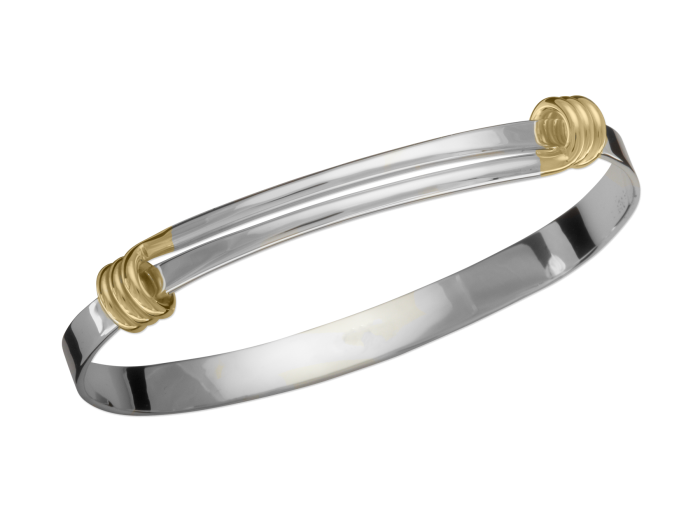 Sterling Silver And 14K Yellow Gold Bangle Bracelet