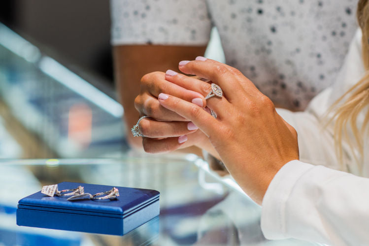 Model Wearing Diamond Engagement Rings