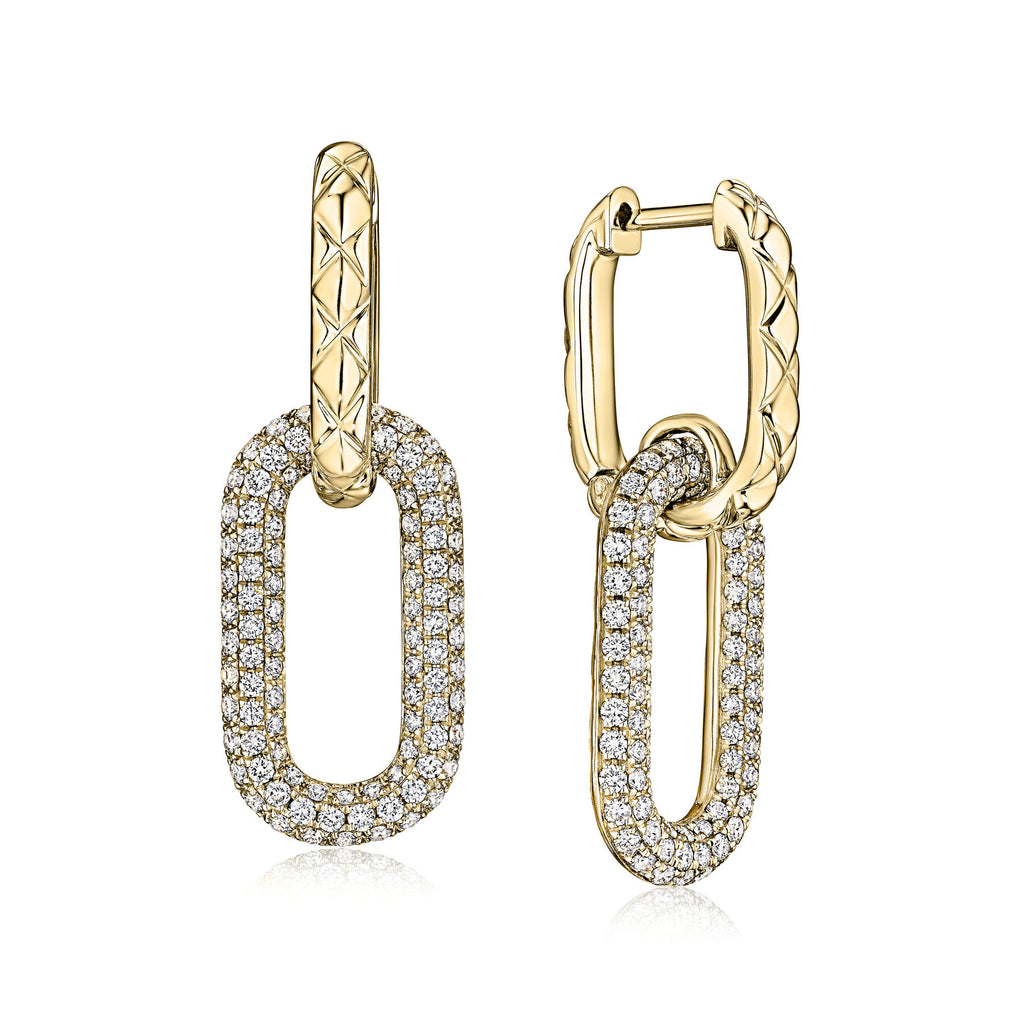 14K Yellow Gold Dangle Diamond Earrings