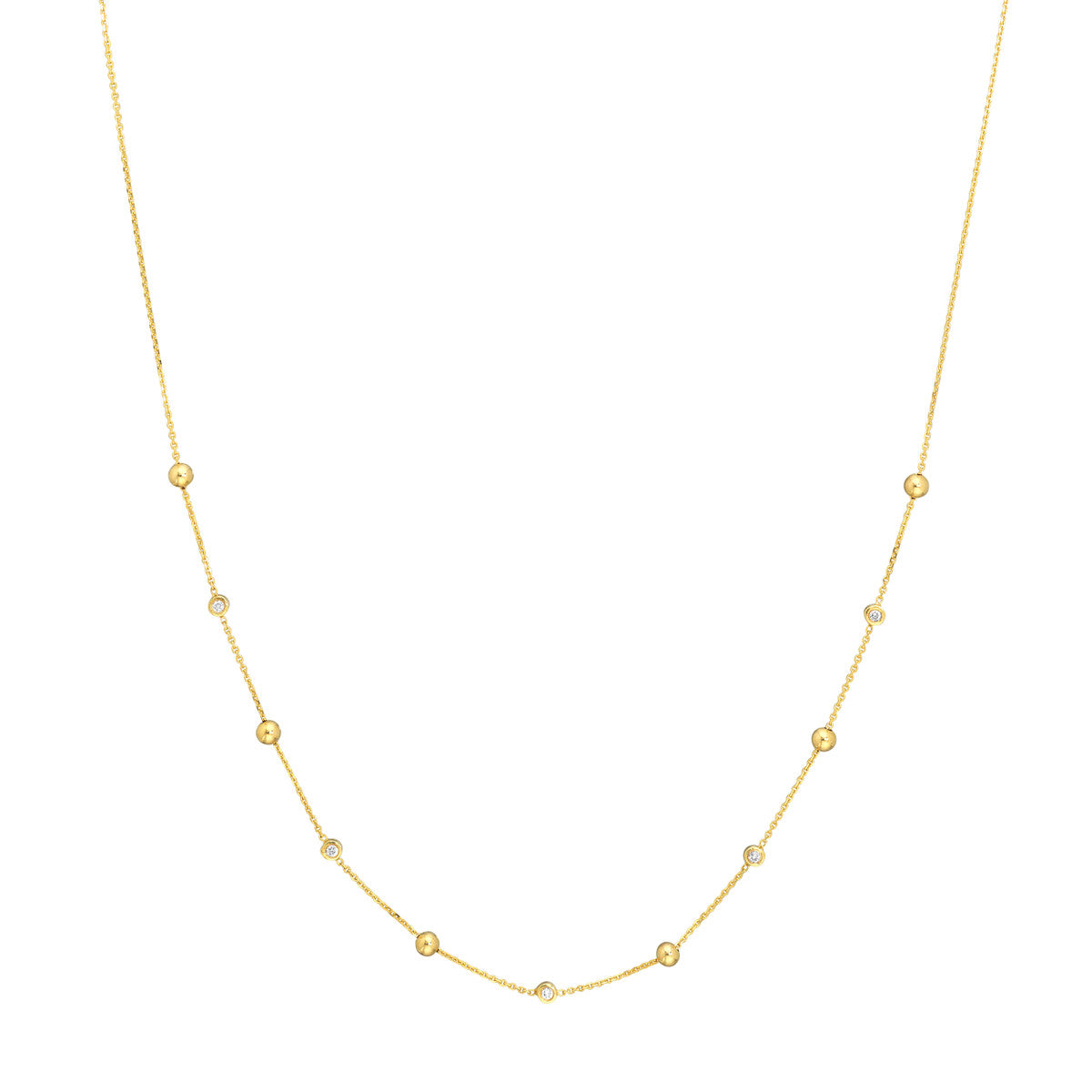 14K Yellow Gold Station Diamond Pendant