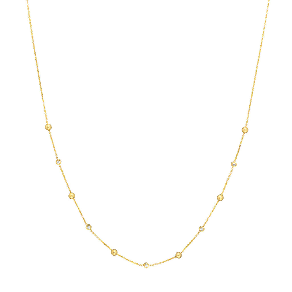 14K Yellow Gold Station Diamond Pendant