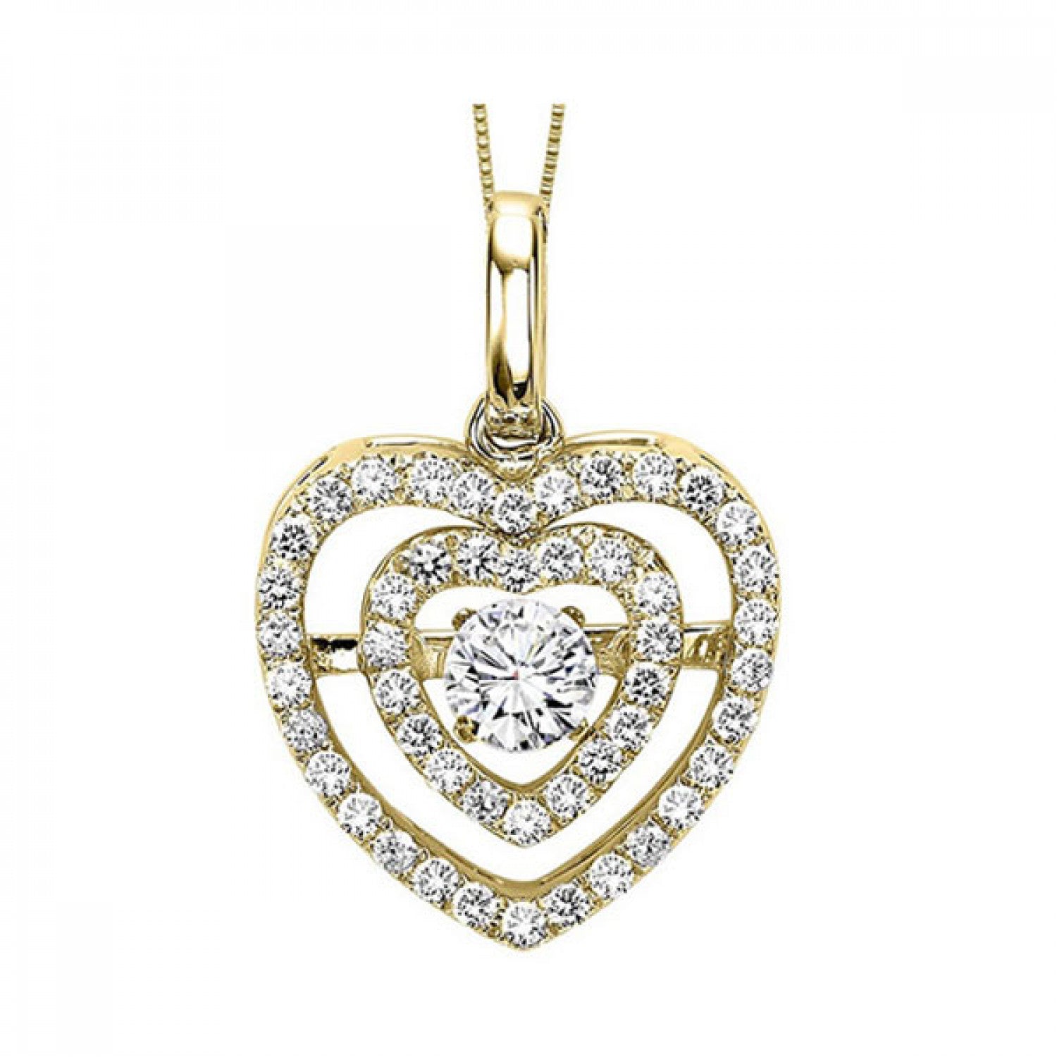 14K Yellow Gold Heart Diamond Pendant