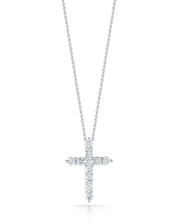 18k White Gold Cross Diamond Pendant