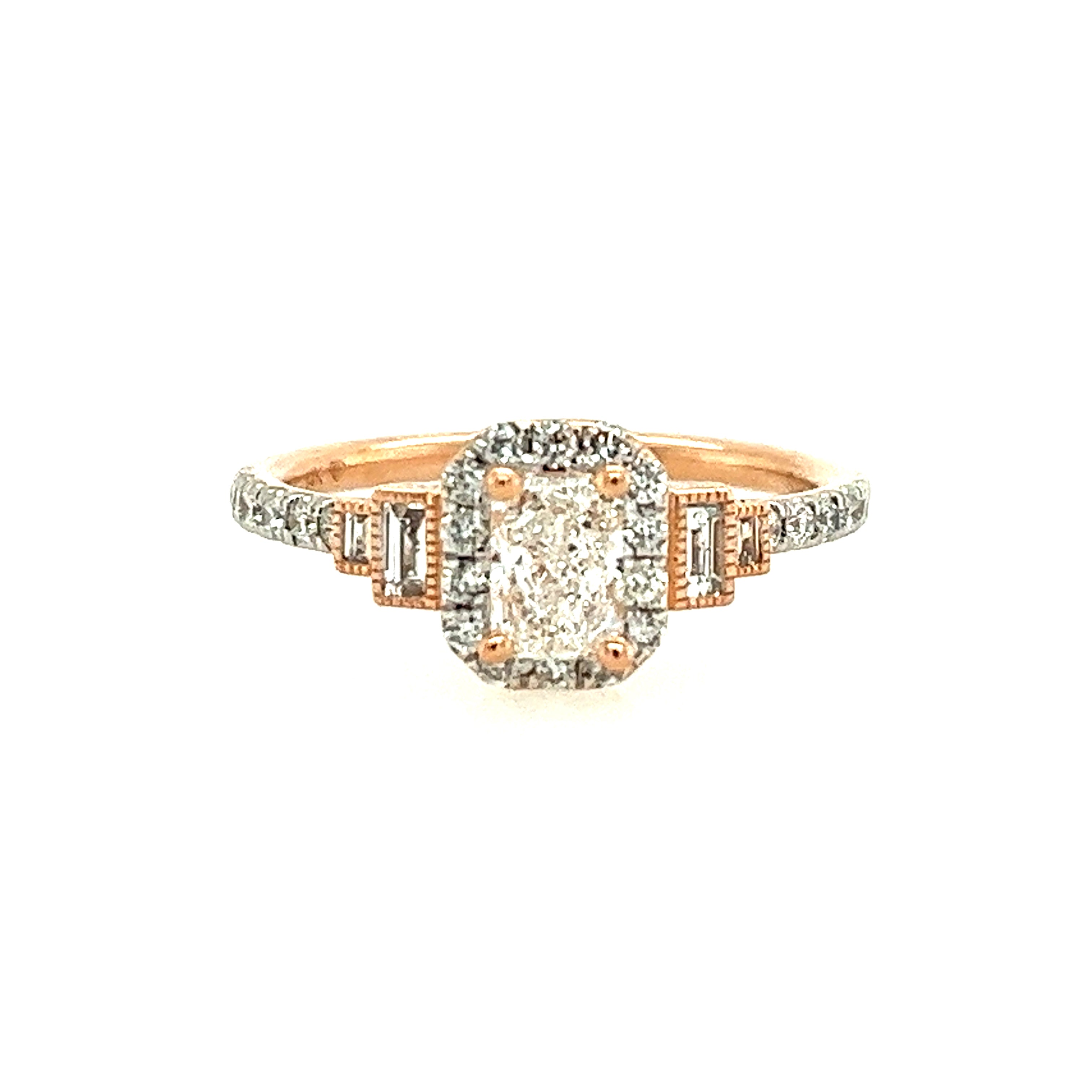 14K Rose Gold Lakeshore Emerald Cut Diamond Engagement Ring