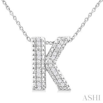 Sterling Silver Bubble Initial Diamond Pendant