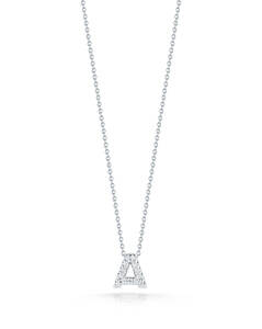 18k White Gold Letter A Diamond Pendant - Roberto Coin Inc