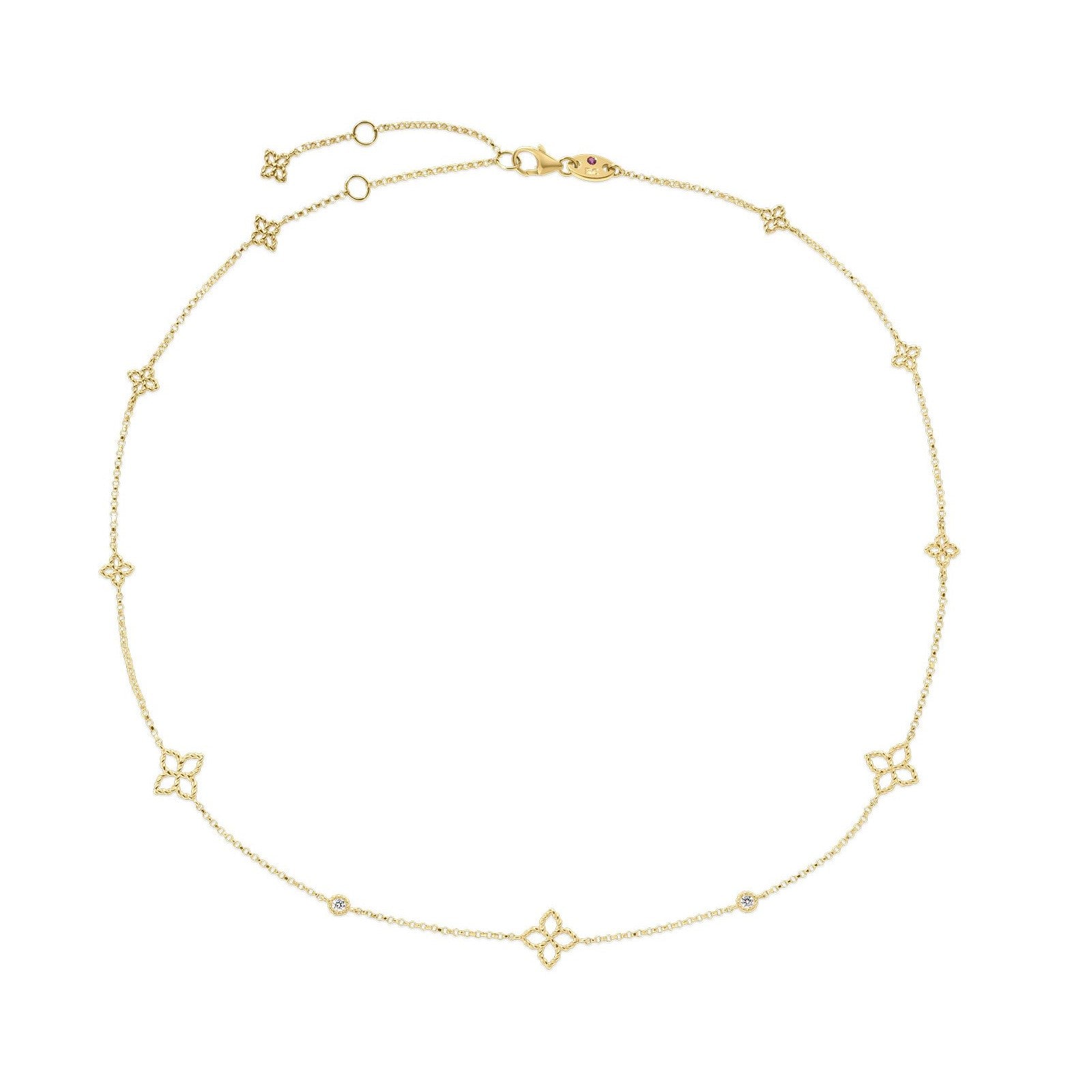 18K Yellow Gold Station Diamond Necklace