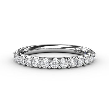 14k White Gold Shared Prong Diamond Wedding Band