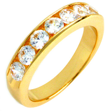 14K Yellow Gold Channel Set Diamond Anniversary Ring