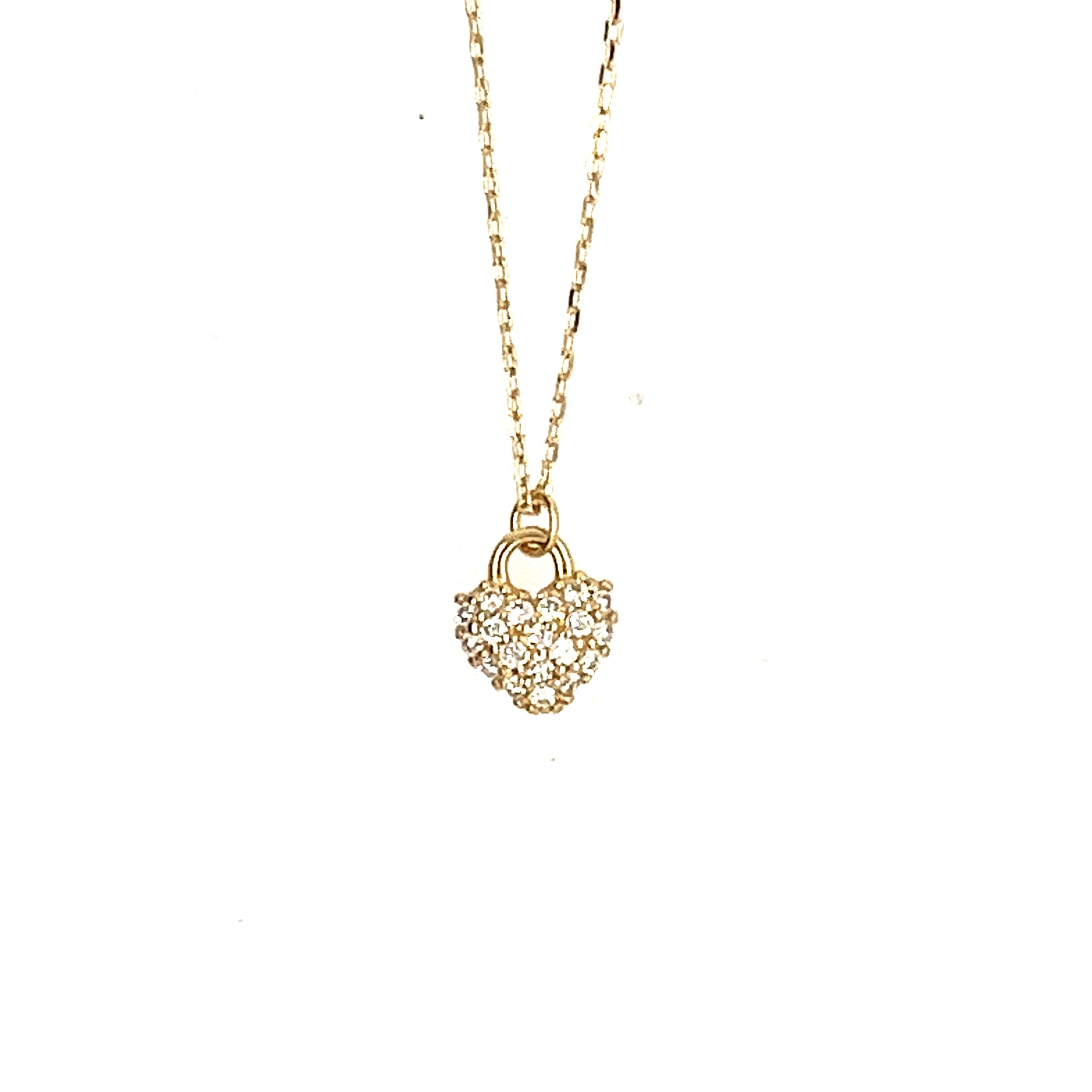 14K Yellow Gold Heart Diamond Pendant