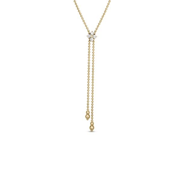 18K Yellow Gold Lariat Diamond Necklace