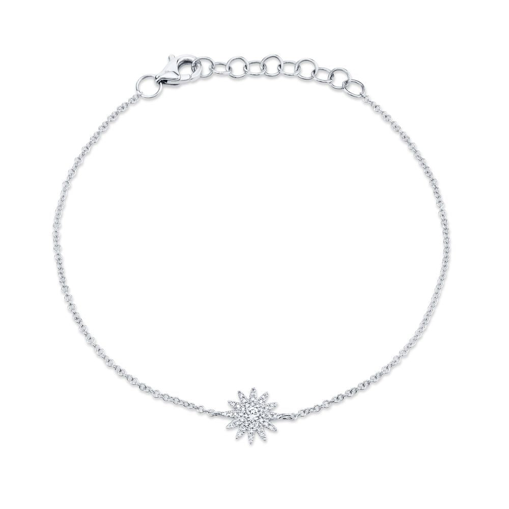14k White Gold Diamond Starburst Bracelet