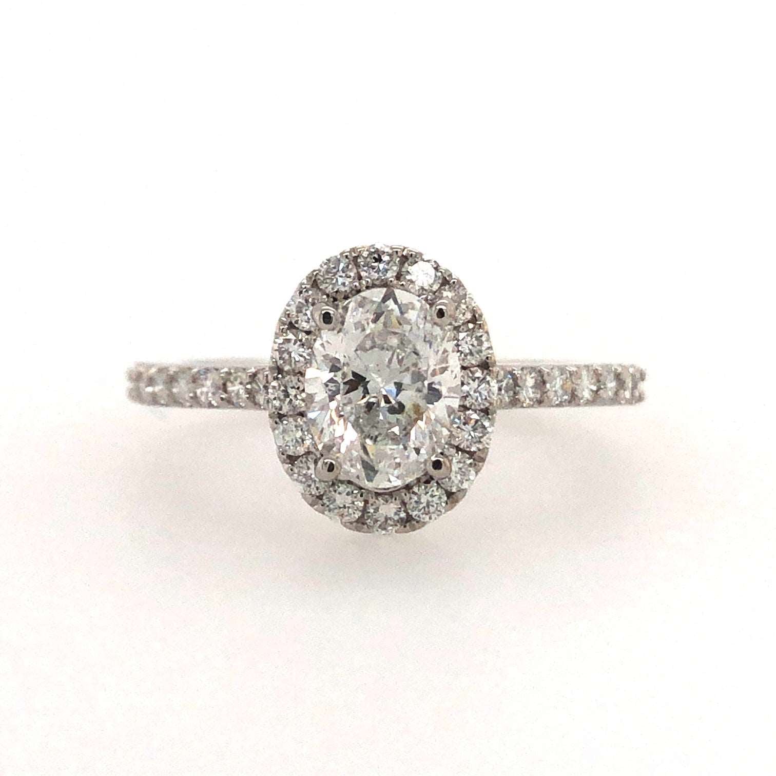 14k White Gold Oval Diamond Engagement Ring