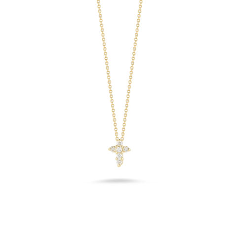18K Yellow Gold Baby Cross Diamond Pendant