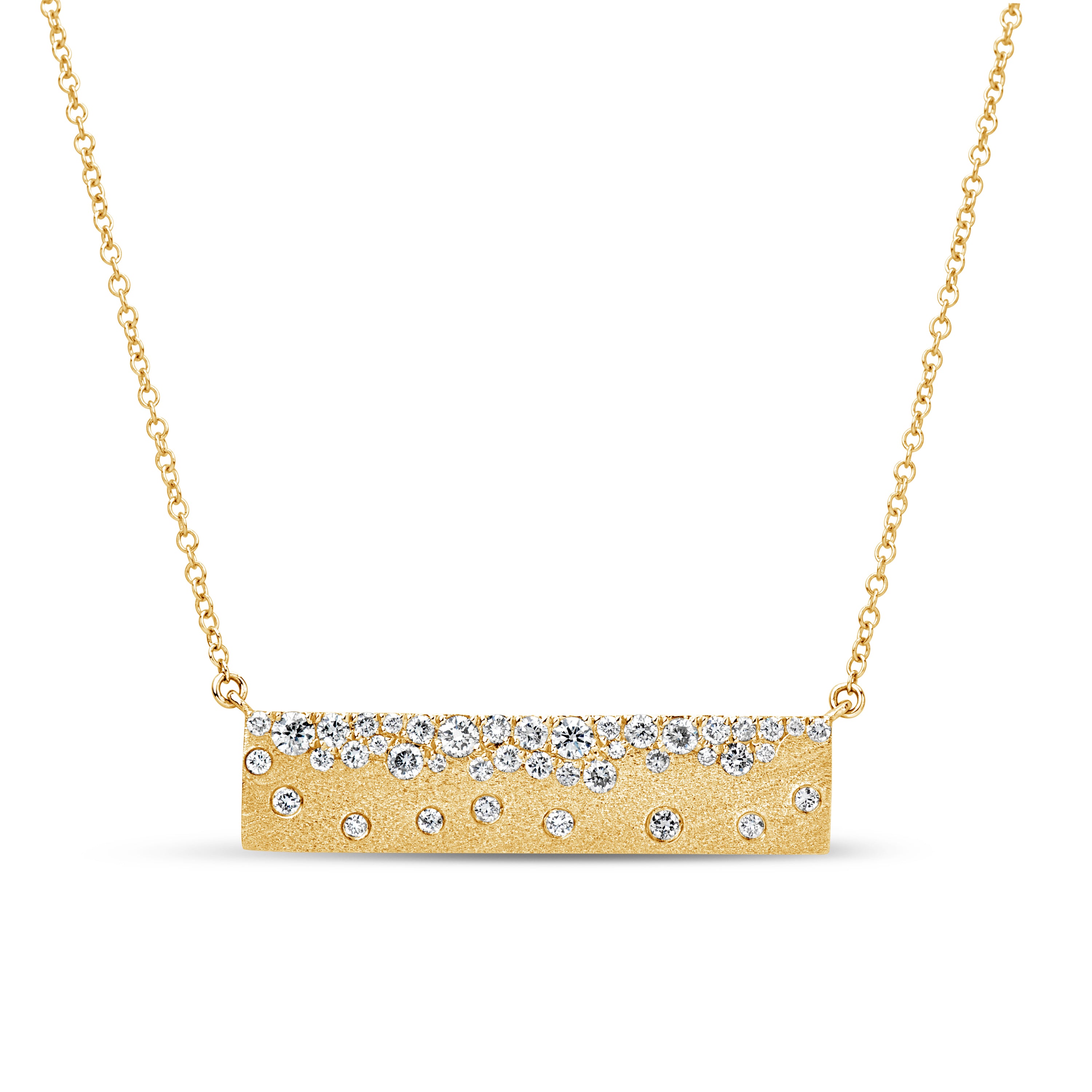 14K Yellow Gold Bar Diamond Pendant - Dilamani