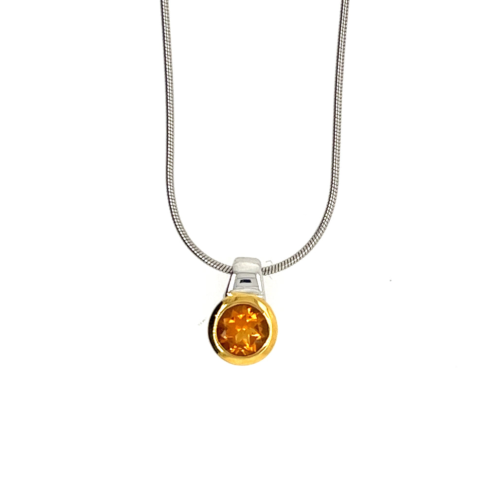 Sterling Silver And Gold Plated Citrine Pendant