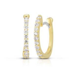 18K Yellow Gold Small Hoop Diamond Earrings - Roberto Coin Inc