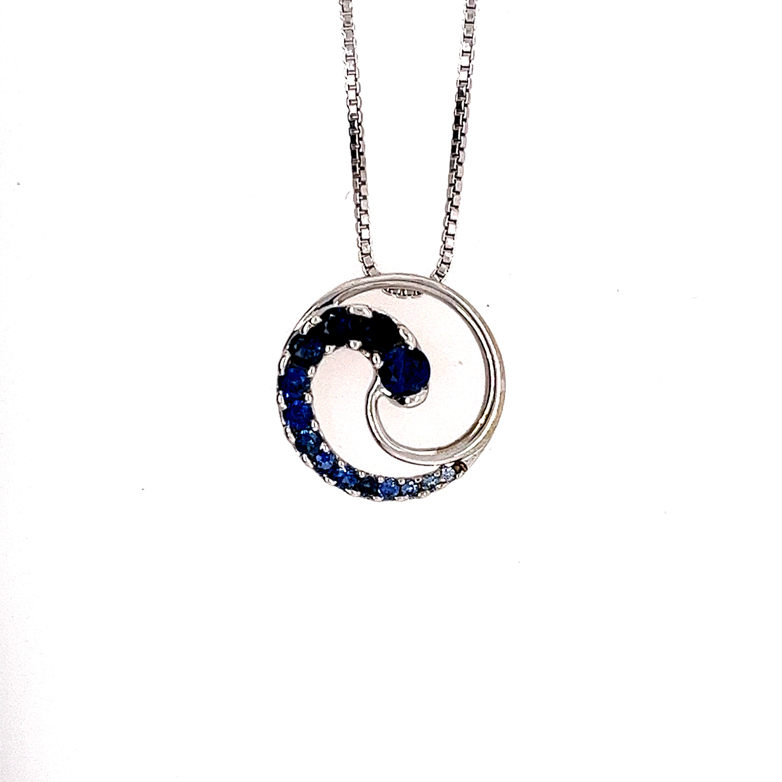 14k White Gold Sapphires Pendant