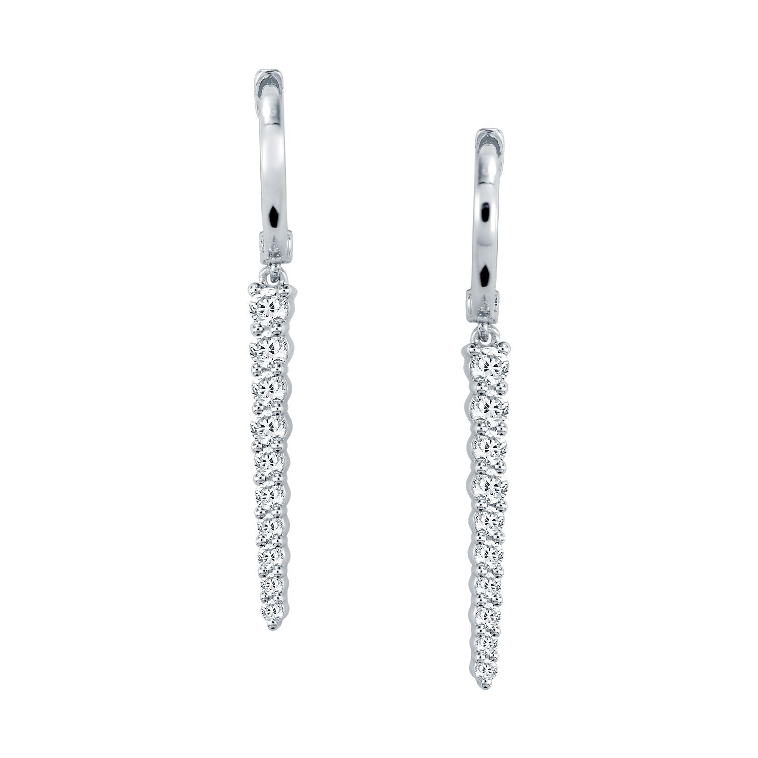 18k White Gold Dangle Diamond Earrings