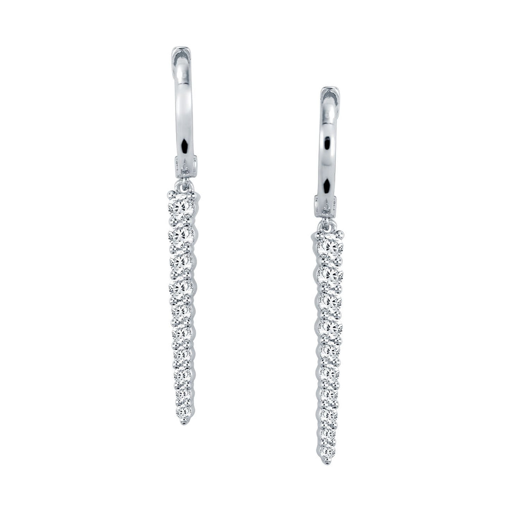 18k White Gold Dangle Diamond Earrings