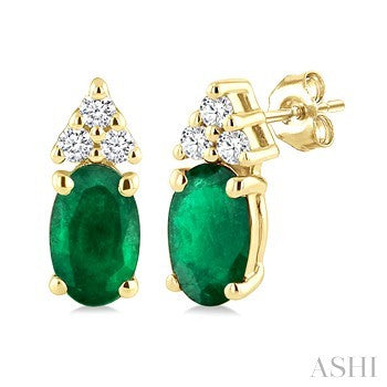 10 Karat Emeralds Button Earrings