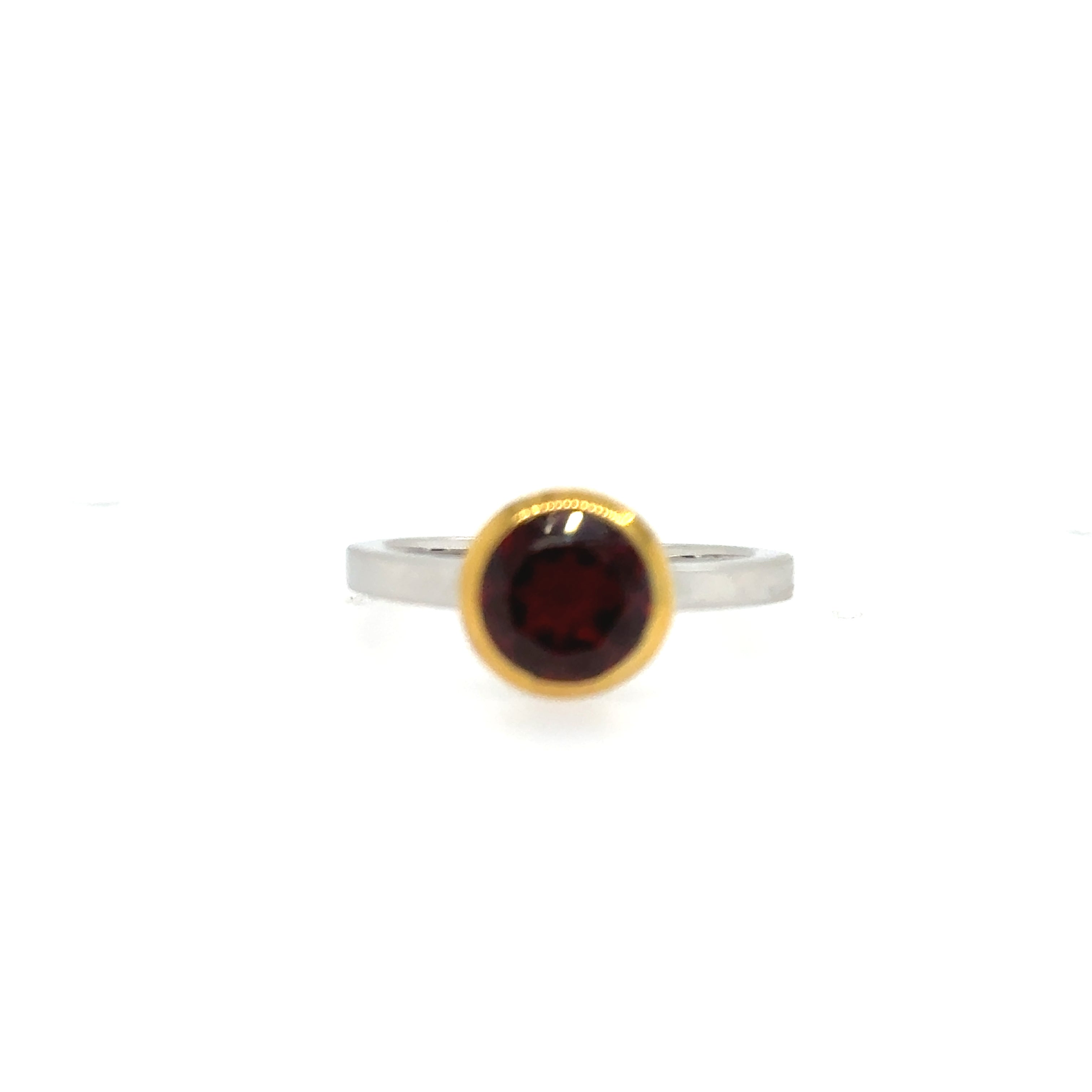 Sterling Silver And Gold Plated Garnet Ring