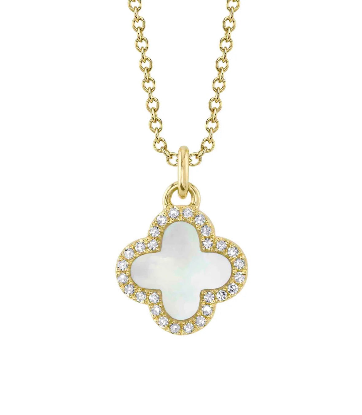 14K Yellow Gold Clover Diamond Pendant
