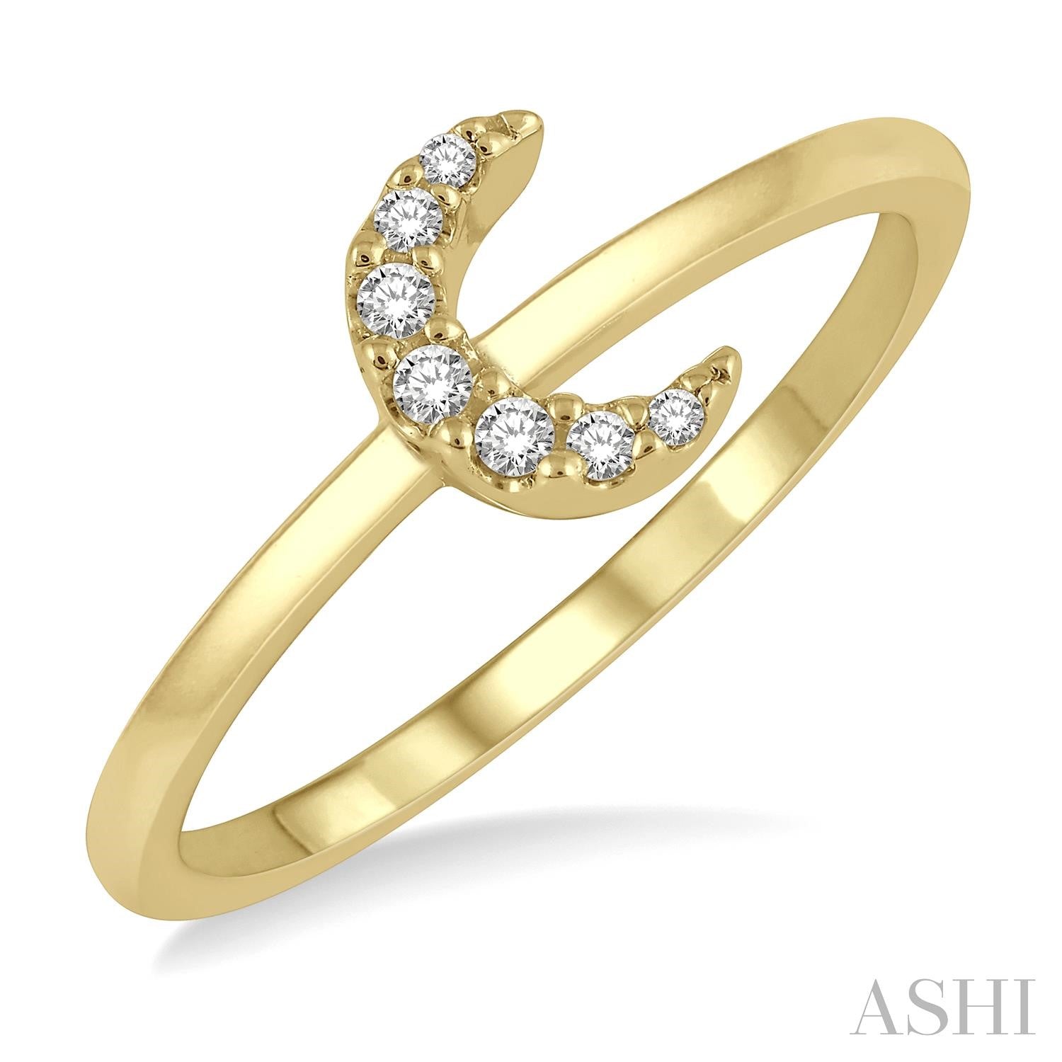 10K Yellow Gold Moon Diamond Fashion Ring