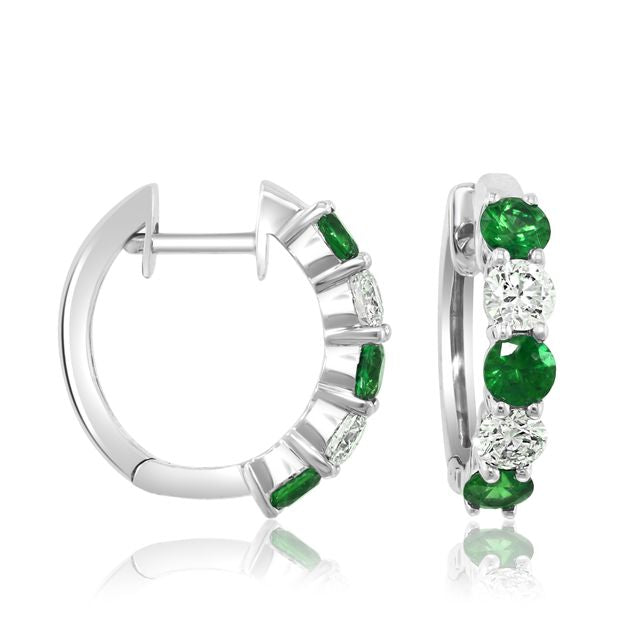14 Karat Emeralds Small Hoop Earrings
