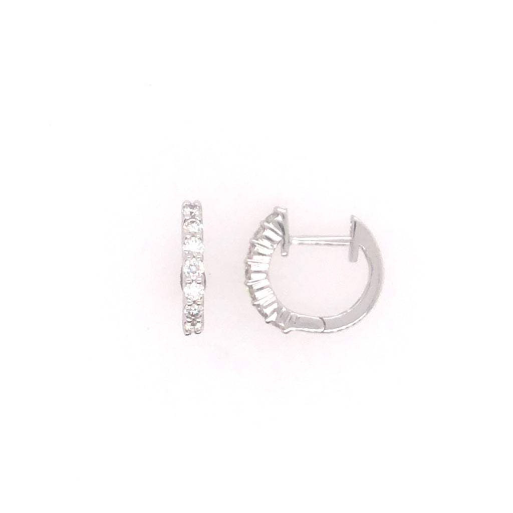 14k White Gold Small Hoop Lakeshore Diamond Earrings