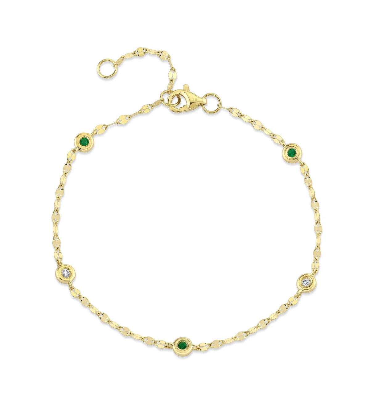 14 Karat Emerald And Diamond Bracelet - Shy Creation