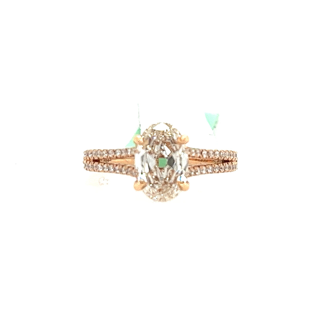 18K Rose Gold Oval Diamond Engagement Ring