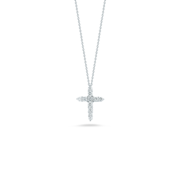18k White Gold Cross Diamond Pendant