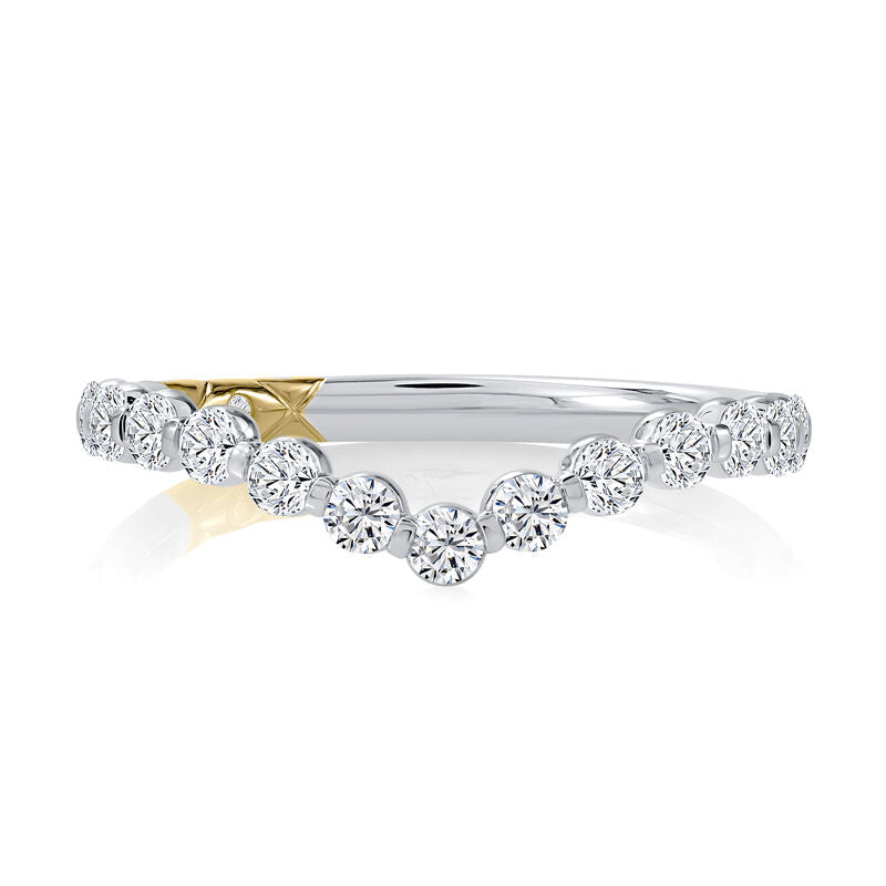 14k White Gold Chevron Diamond Wedding Band
