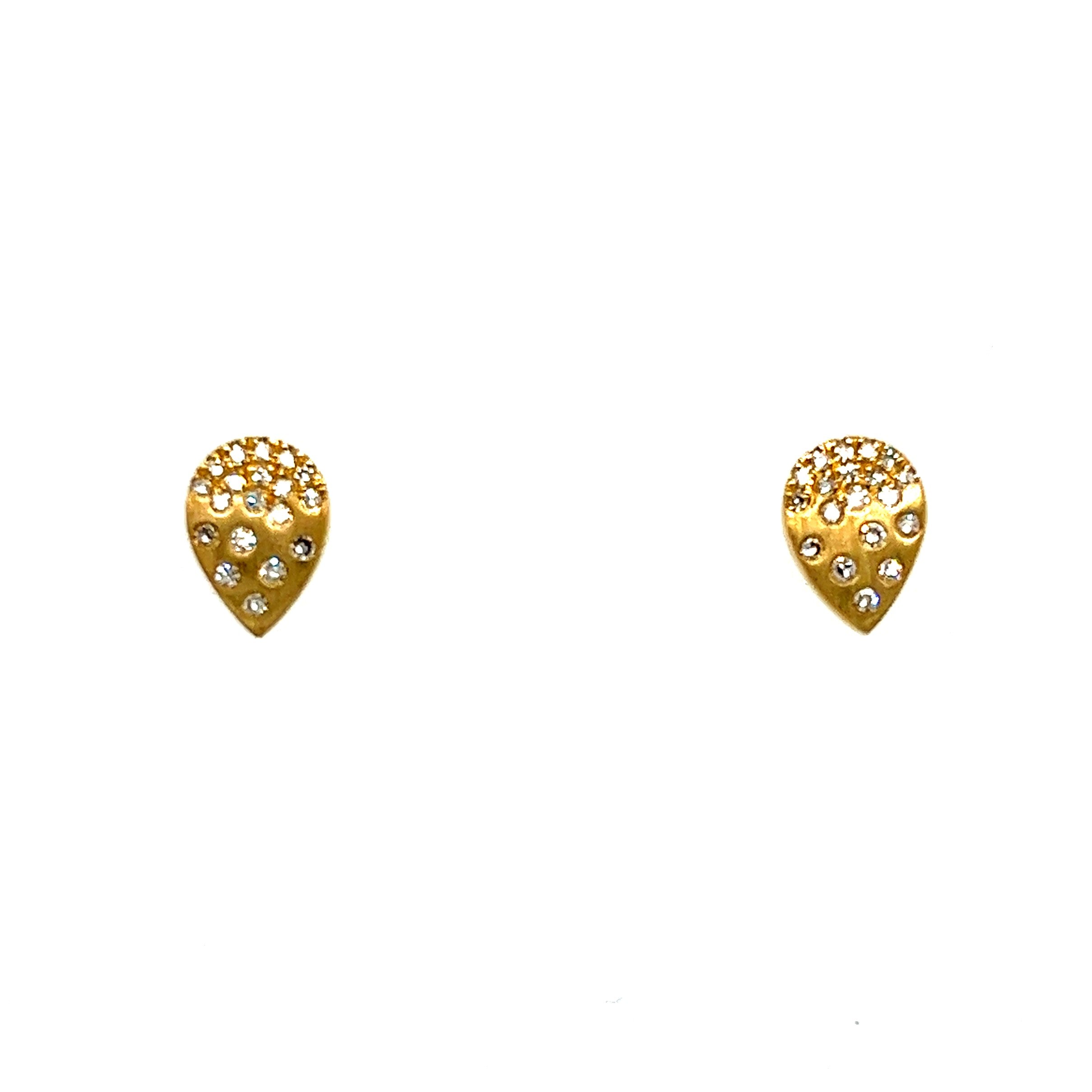 14K Yellow Gold Button Diamond Earrings