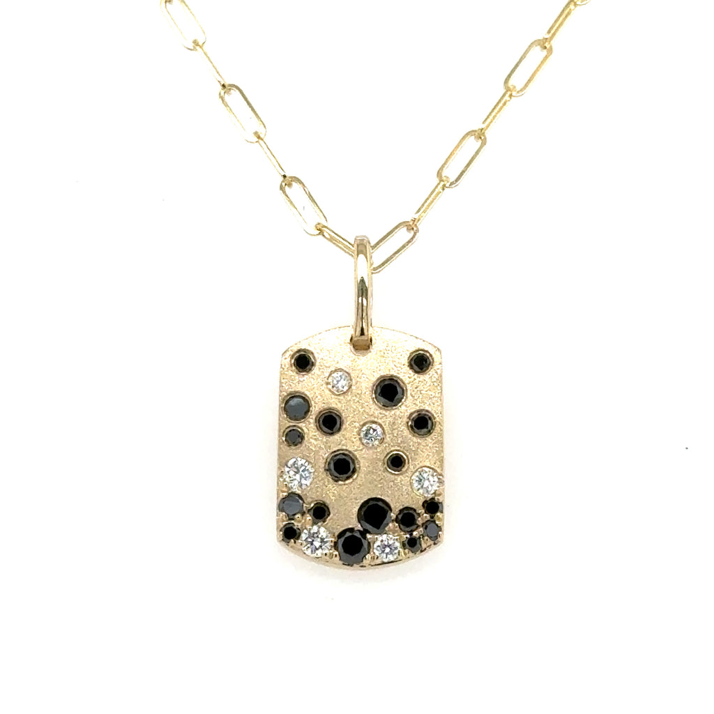 14K Yellow Gold Dog Tag Diamond Pendant