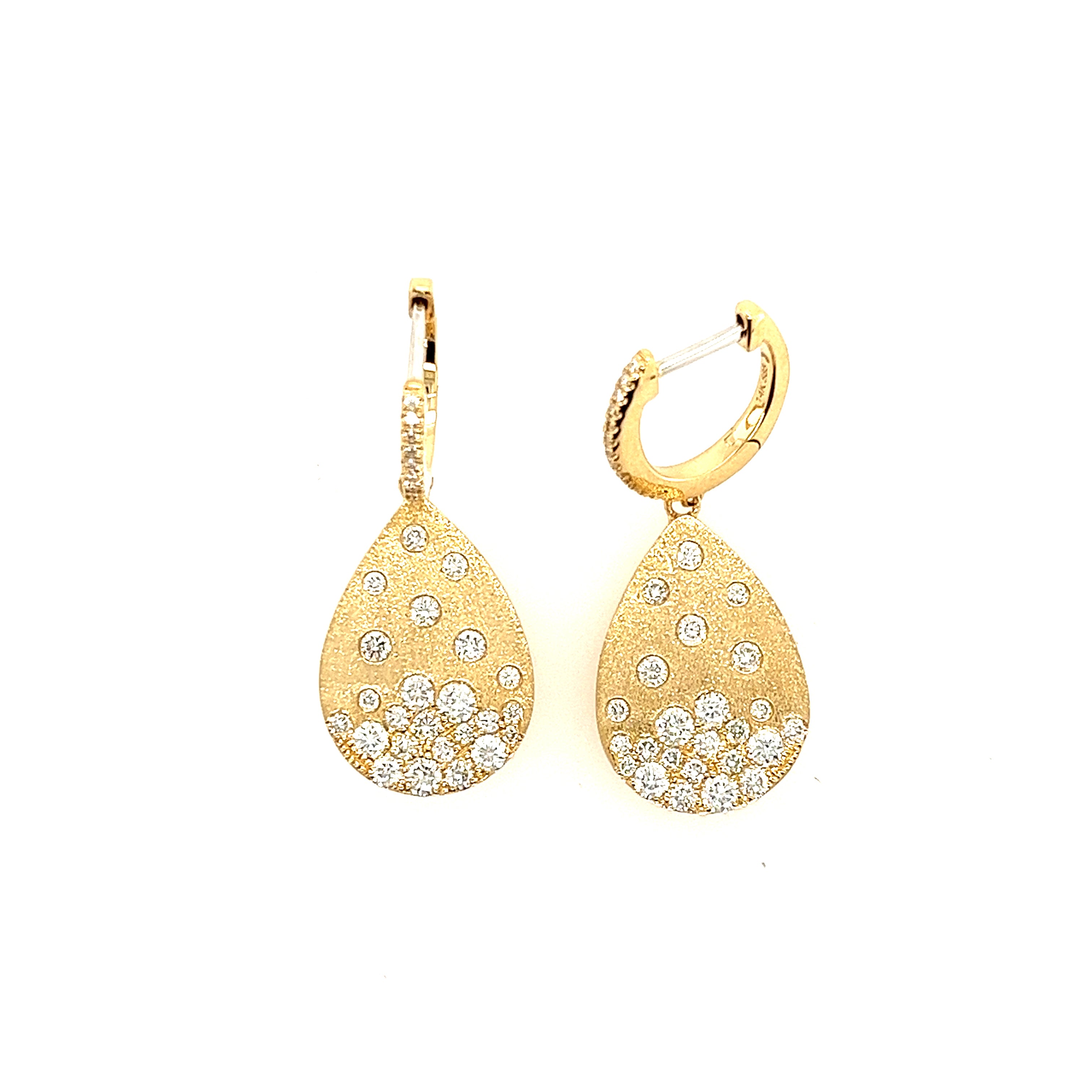 14K Yellow Gold Dangle Diamond Earrings - Dilamani