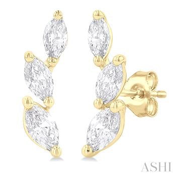 14 Karat Button Diamond Earrings
