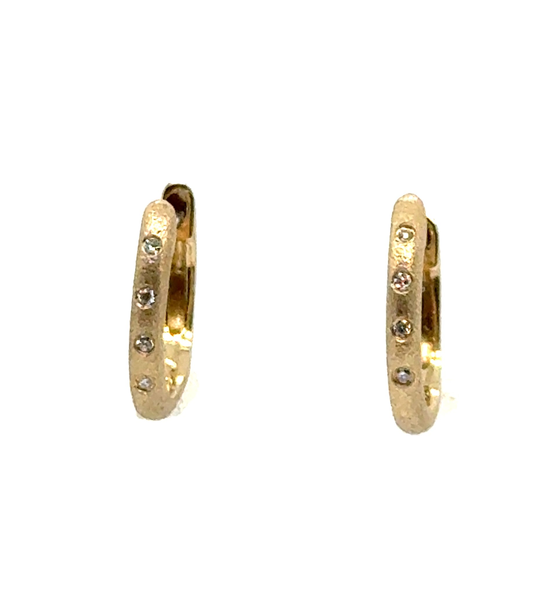 14 Karat Small Hoop Diamond Earrings