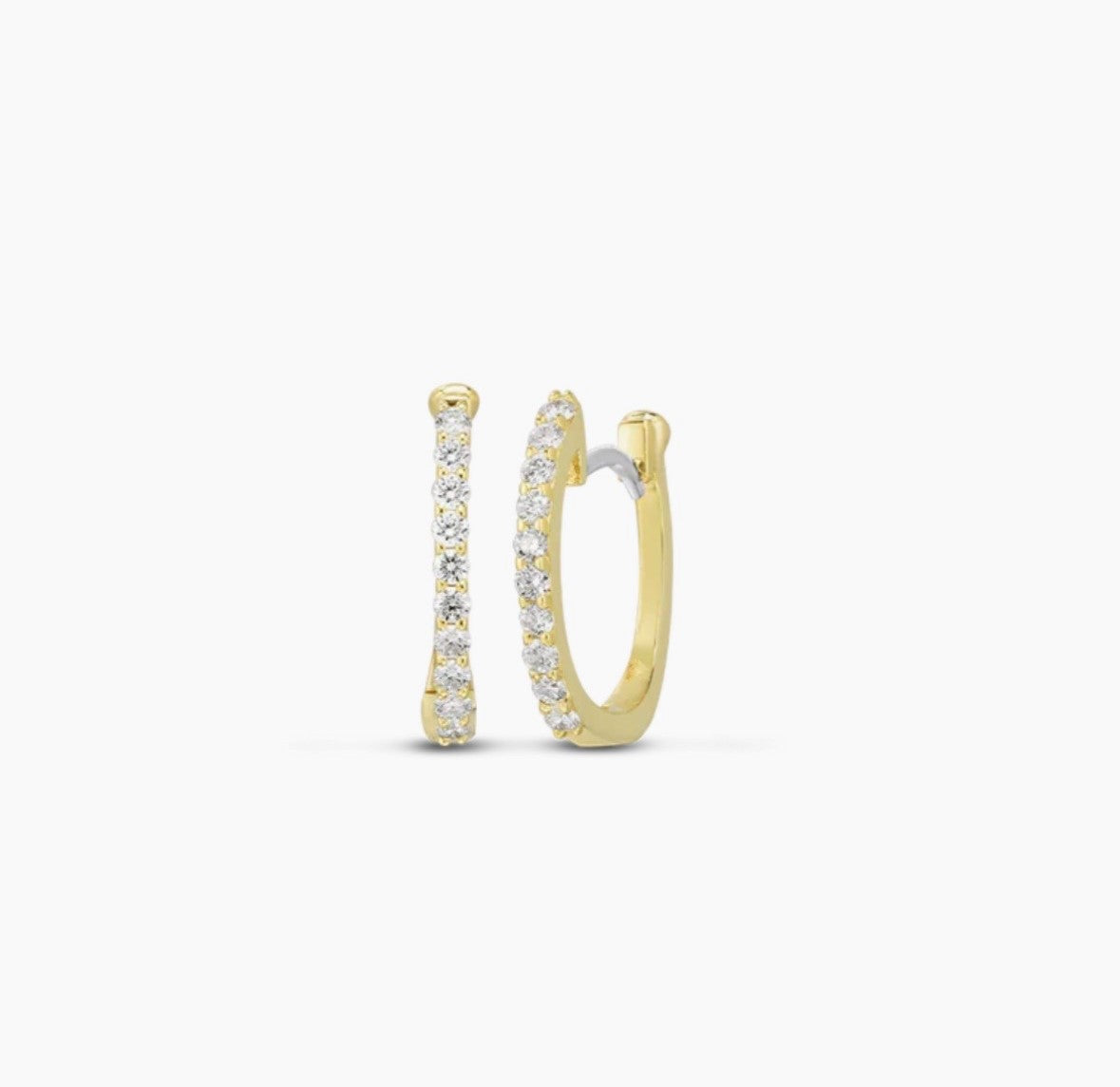 18K Yellow Gold Small Hoop Diamond Earrings