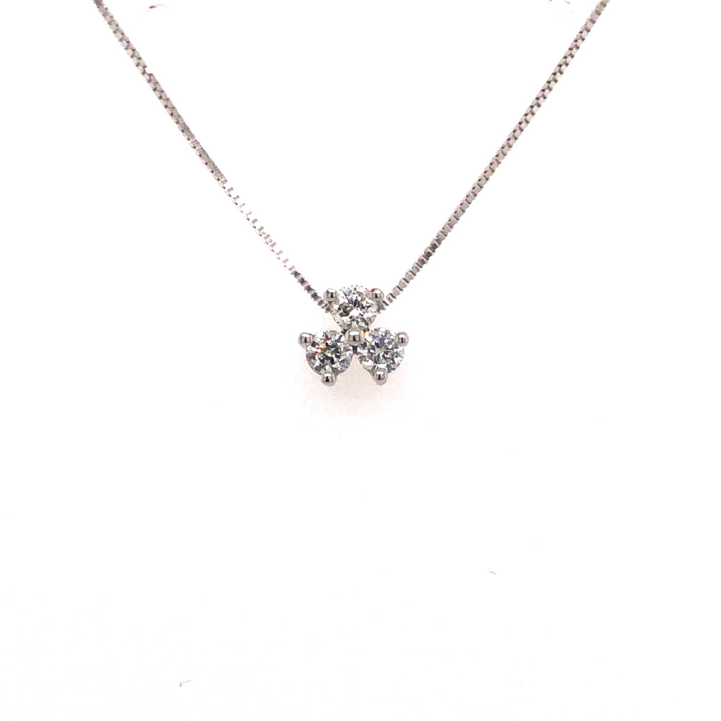 14k White Gold Lakeshore Diamond Pendant Necklace