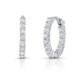 18k White Gold Small Hoop Diamond Earrings - Roberto Coin Inc
