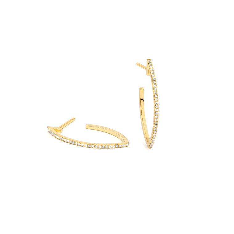 14K Yellow Gold Medium Hoop Diamond Earrings