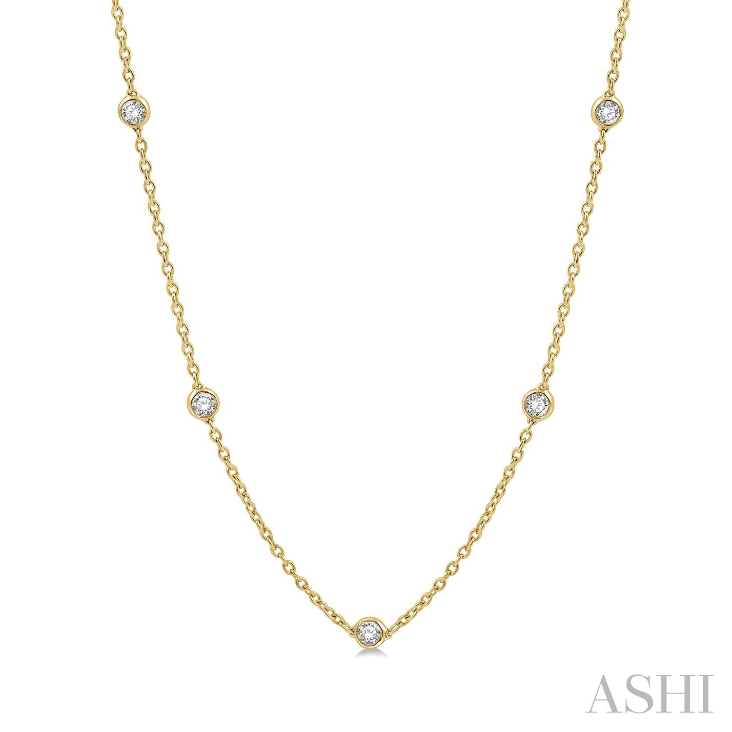 14K Yellow Gold Station Diamond Pendant