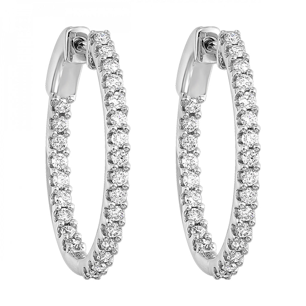 14k White Gold Lakeshore Hoop Diamond Earrings