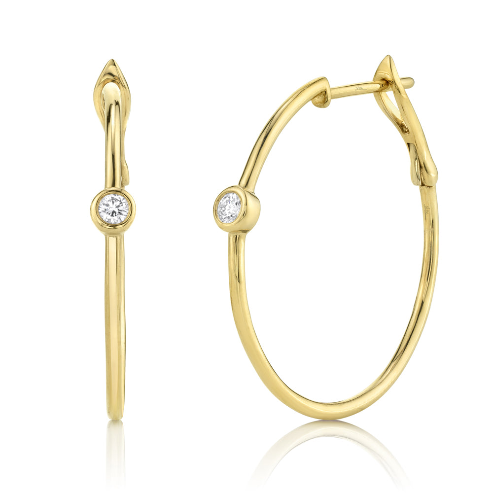 14K Yellow Gold Medium Hoop Diamond Earrings - Shy Creation