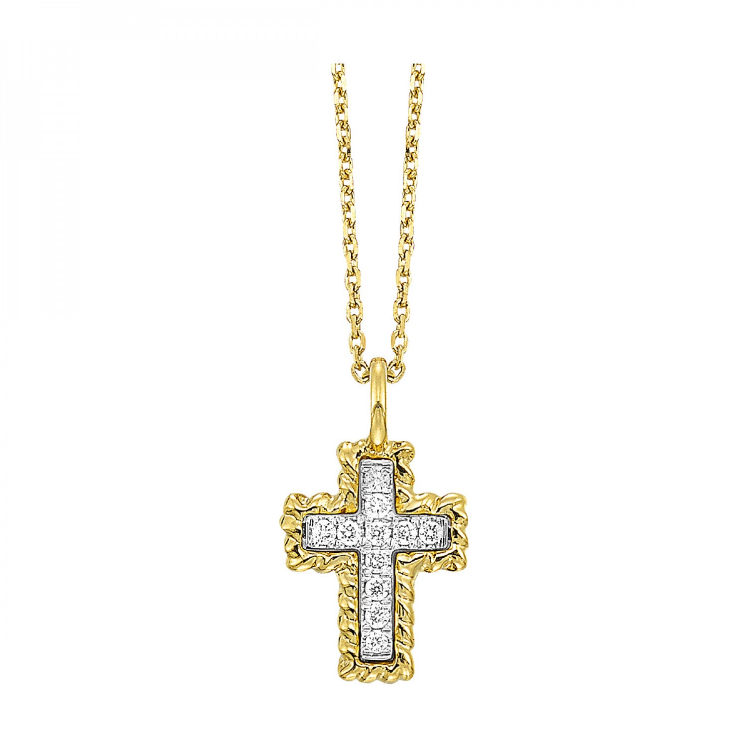 14K Yellow Gold Cross Diamond Pendant