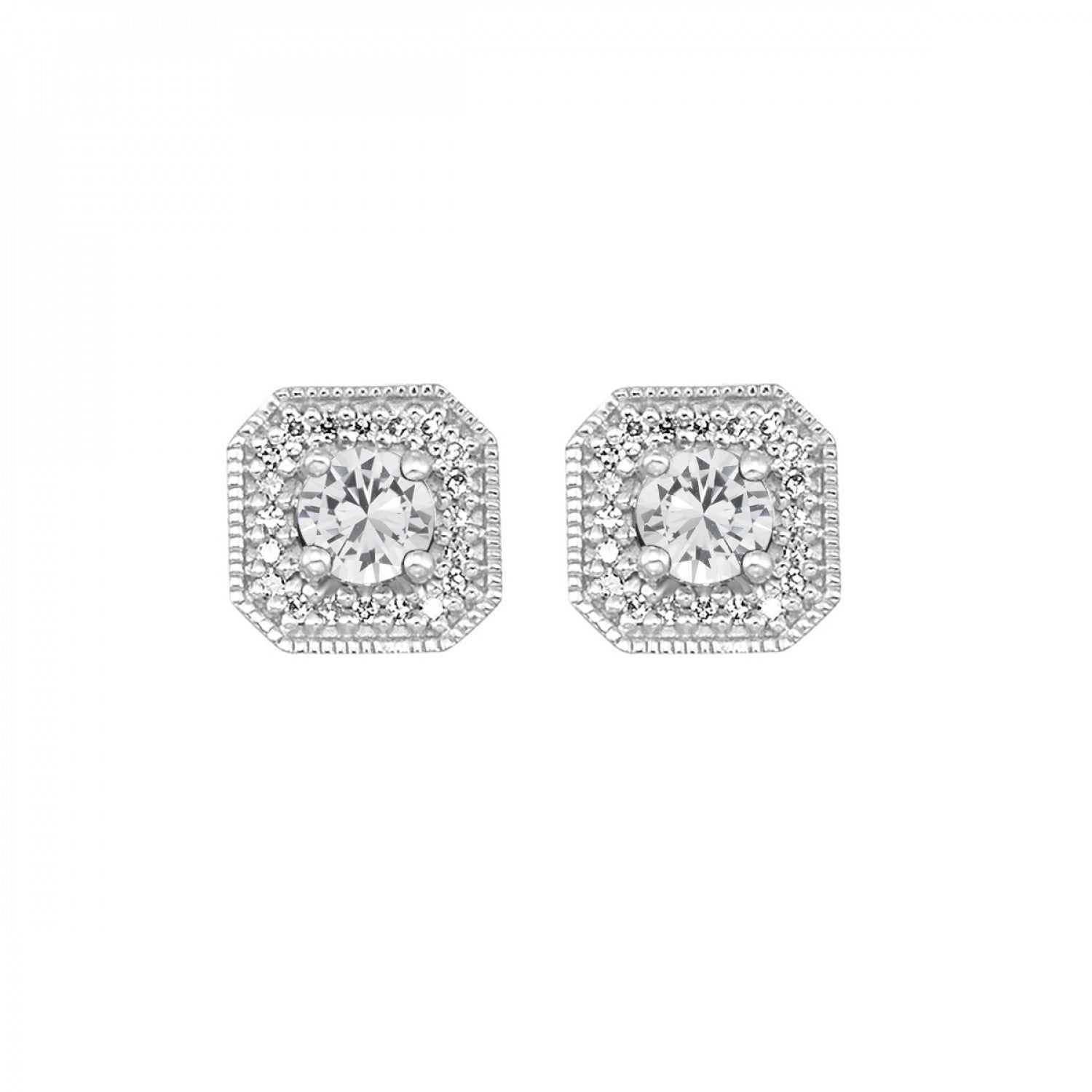 10K White Gold White Topaz Earrings