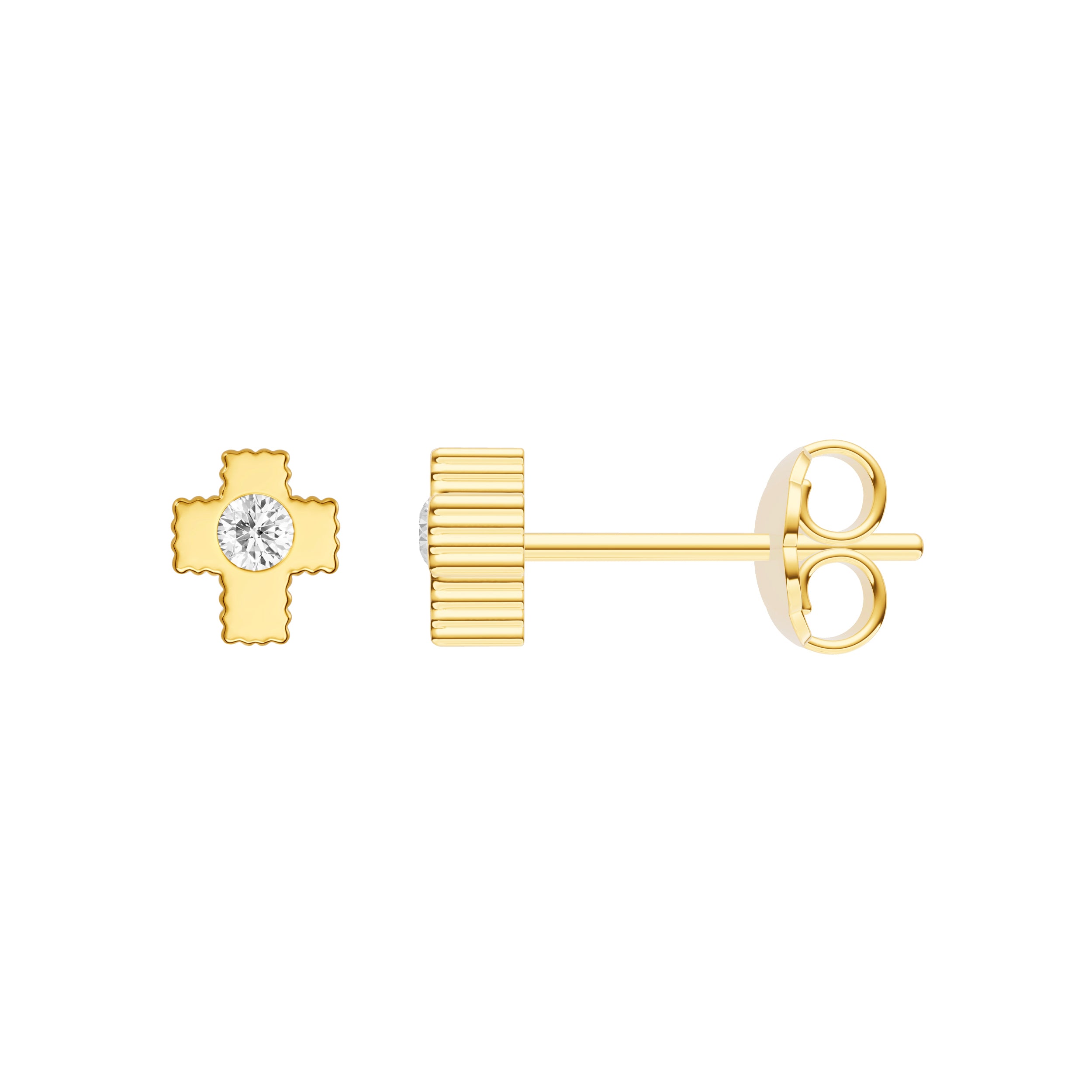 14 Karat Button Diamond Earrings - Midas Chain