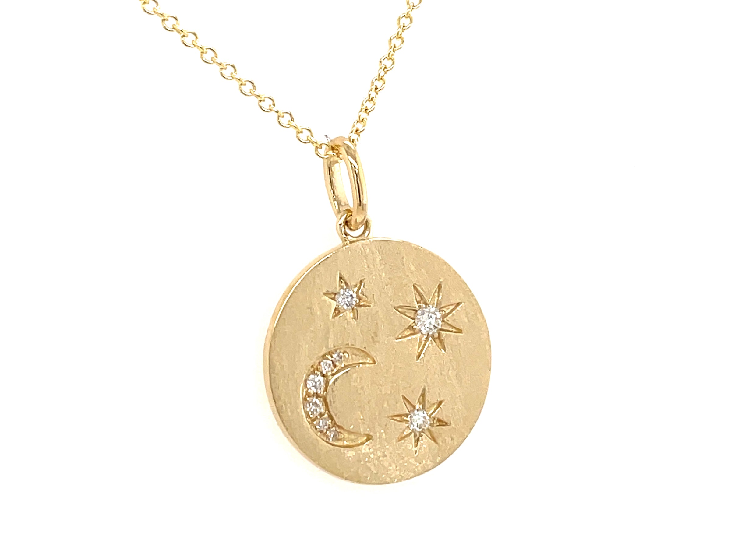 14K Yellow Gold Circle Diamond Pendant